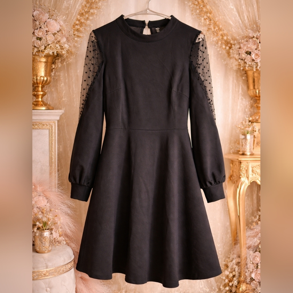 NWOT SHEIN 2XL Black Dress with Sheer Sleeves